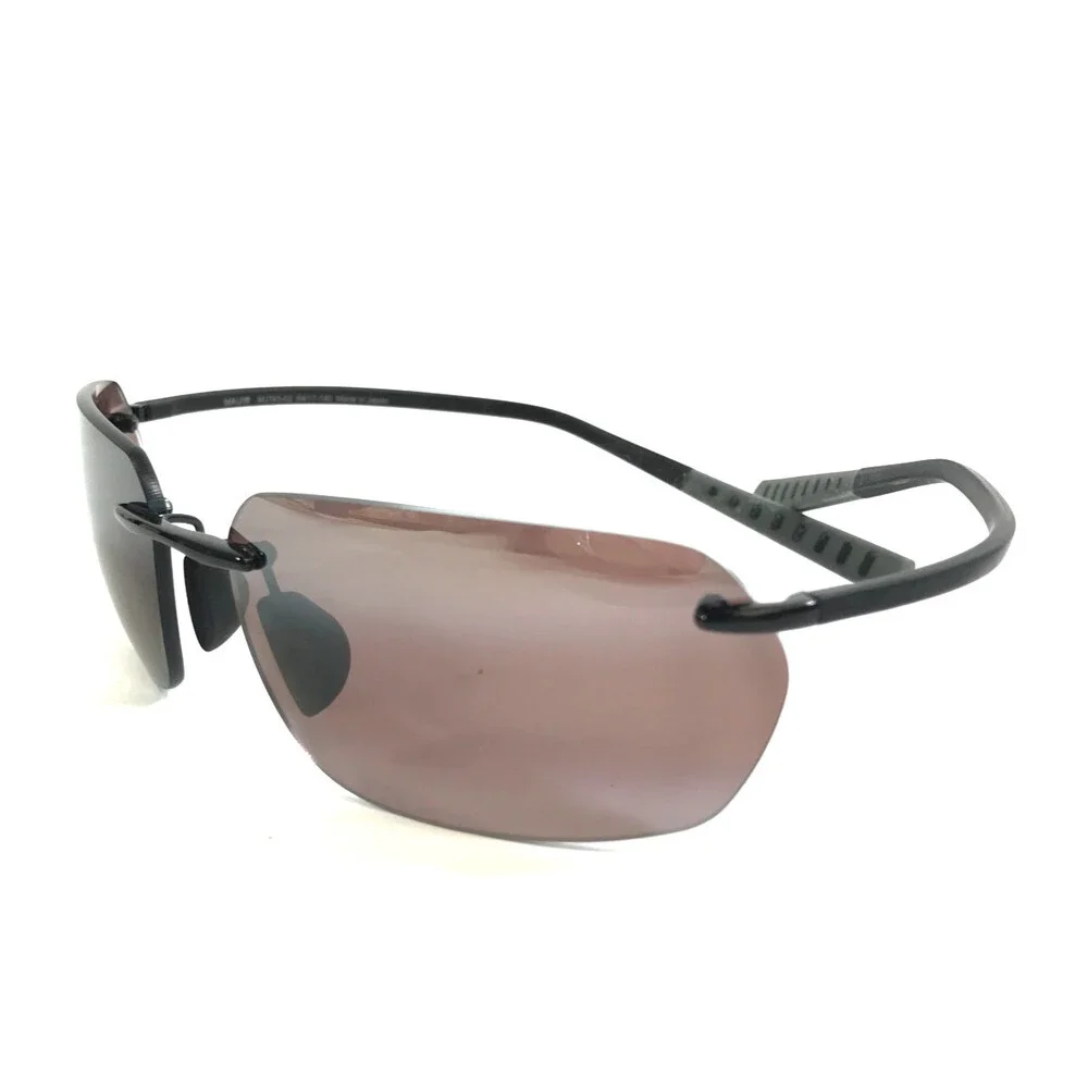 Maui Jim Sunglasses ALAKAI MJ743-02 Black Rimless Frames with Maui Rose Lenses